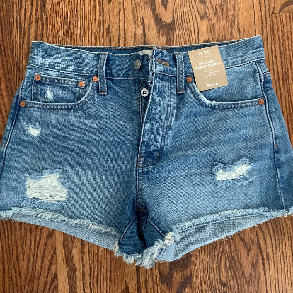 NWT Madewell Relaxed Distressed Denim Shorts Size